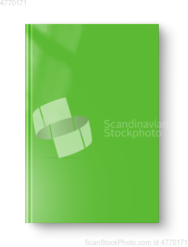 Image of Closed green blank book isolated on white