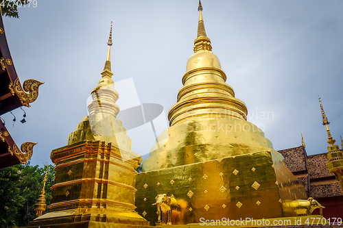 Image of Wat Phra Singh golden stupa, Chiang Mai, Thailand