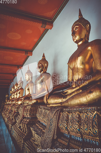 Image of Buddha statues in Wat Pho, Bangkok, Thailand