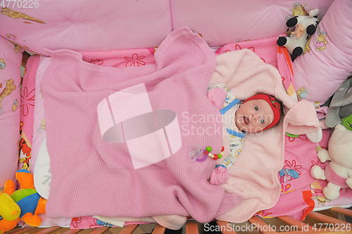 Image of happy newborn little baby smilling