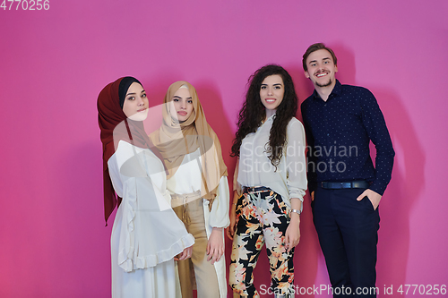 Image of Portrait of happy young muslims representing Ramadan concept