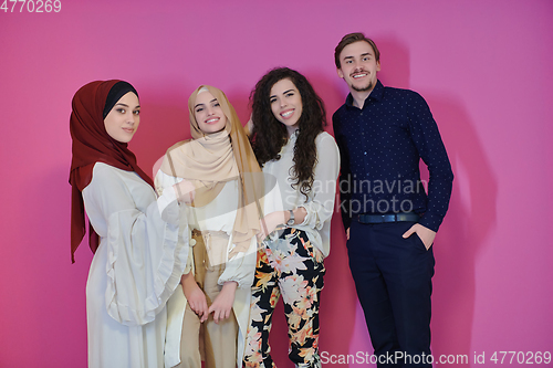 Image of Portrait of happy young muslims representing Ramadan concept