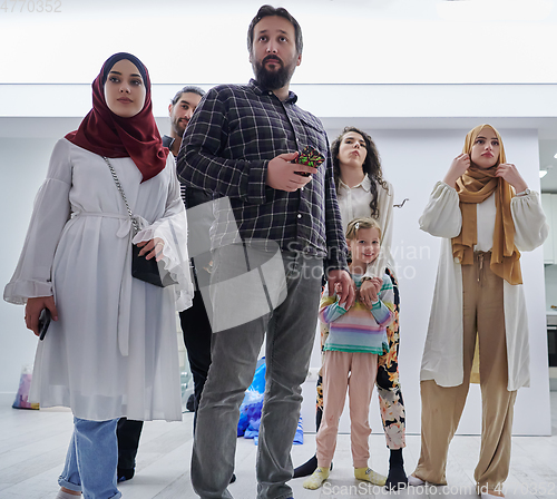 Image of Big muslim family photo in the house
