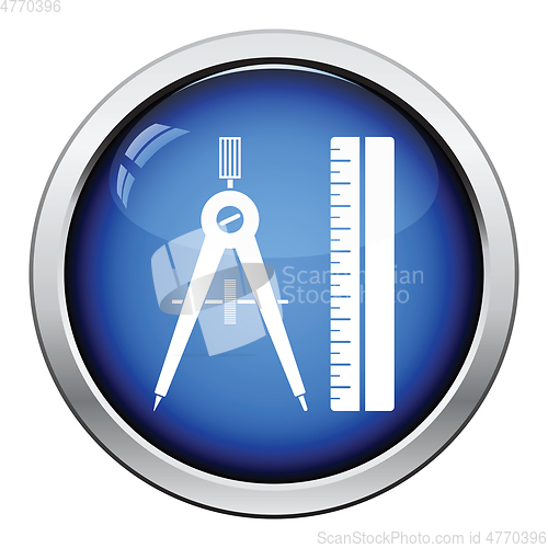 Image of Flat design icon of Compasses and scale iin ui colors