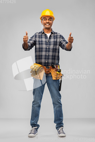 Image of happy indian worker or builder showing thumbs up