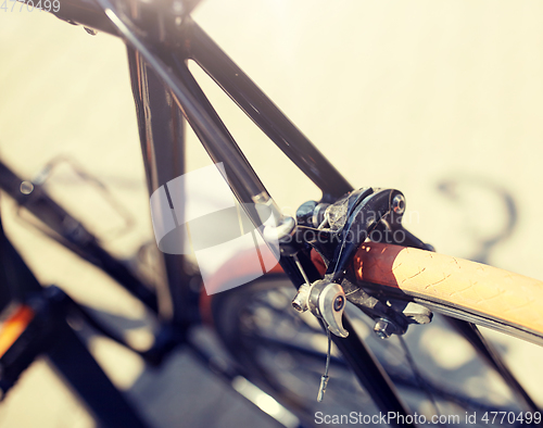 Image of close up of fixed gear bicycle on street