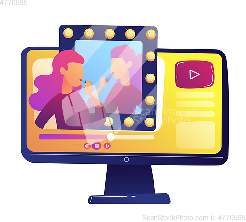 Image of Beauty blogger video review vector illustration.