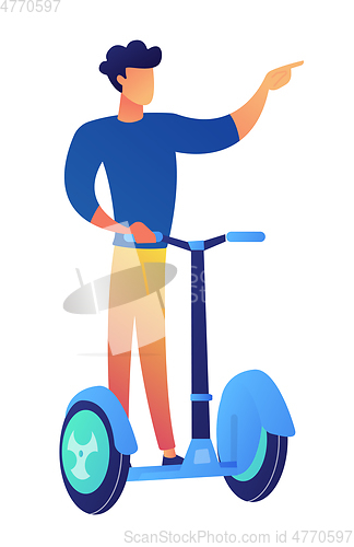 Image of Businessman riding scooter vector illustration.
