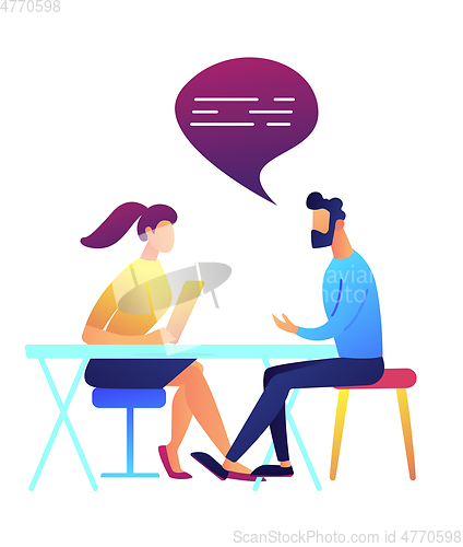 Image of Businessman and woman talking vector illustration.
