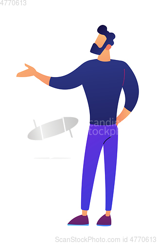 Image of Businessman with pointing hand gesture to present something vector illustration.