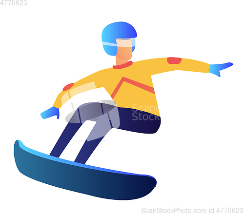 Image of Snowboarder riding vector illustration.