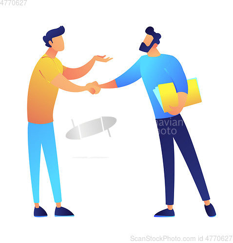 Image of Two businessmen shaking hands vector illustration.