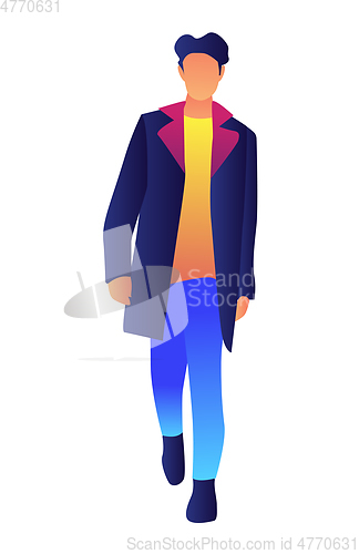 Image of Stylish handsome male model in fashion coat vector illustration.