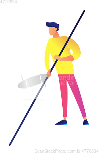 Image of Swimming pool cleaner with a pole vector illustration.