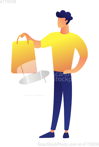 Image of Businessman with shopping bag vector illustration.