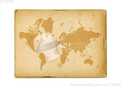 Image of Vintage world map on old parchment paper