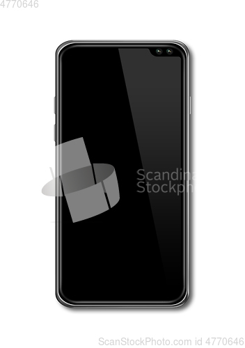 Image of All-screen black smartphone mockup isolated on white. 3D render