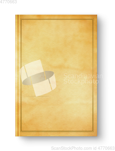 Image of Closed old blank book with frame isolated on white