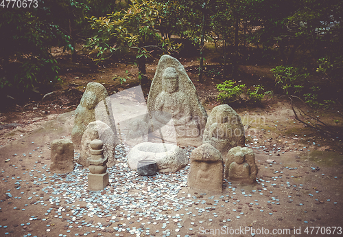 Image of Statue in Kinkaku-ji temple garden, Kyoto, Japan