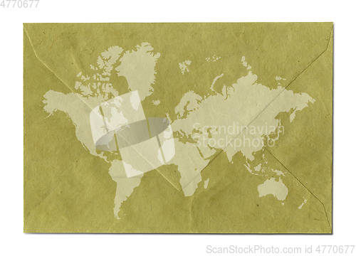 Image of Vintage world map on old envelope