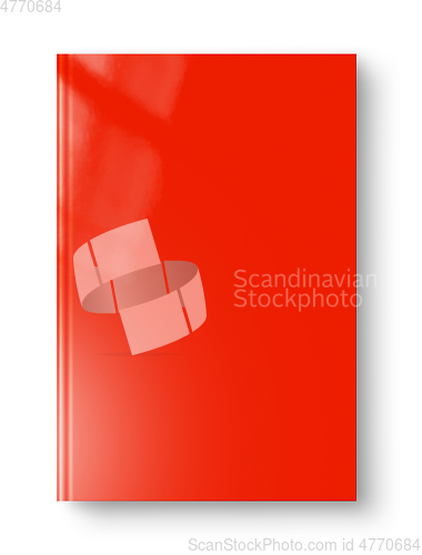 Image of Closed red blank book isolated on white