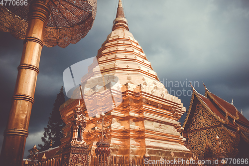Image of Wat Doi Suthep golden stupa, Chiang Mai, Thailand