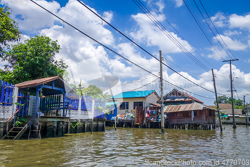 Image of Traditional houses on Khlong, Bangkok, Thailand