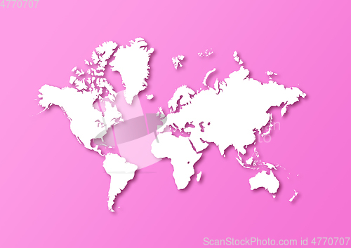 Image of Detailed world map isolated on a pink background