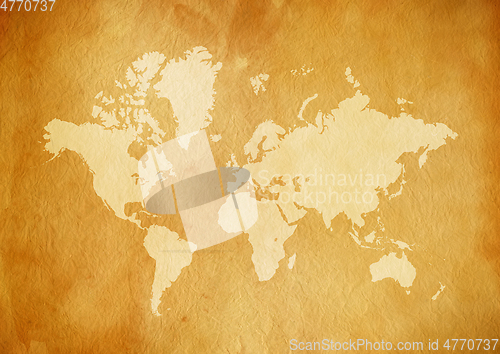 Image of Vintage world map on old parchment paper
