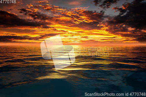 Image of sunset sky at the ocean background