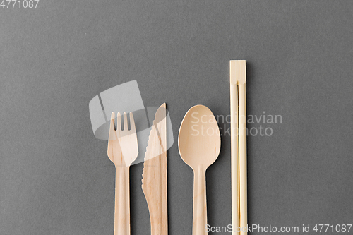 Image of wooden spoon, fork, knife and chopsticks