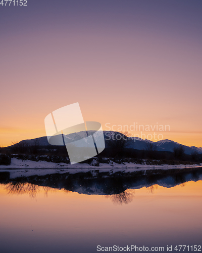 Image of Mountain Reflection at sunset