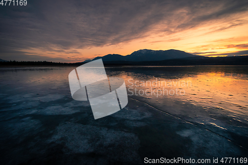 Image of Frozen Lake with a red Sky