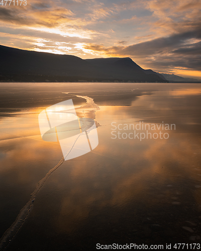 Image of Frozen Lake Mountain silhouette