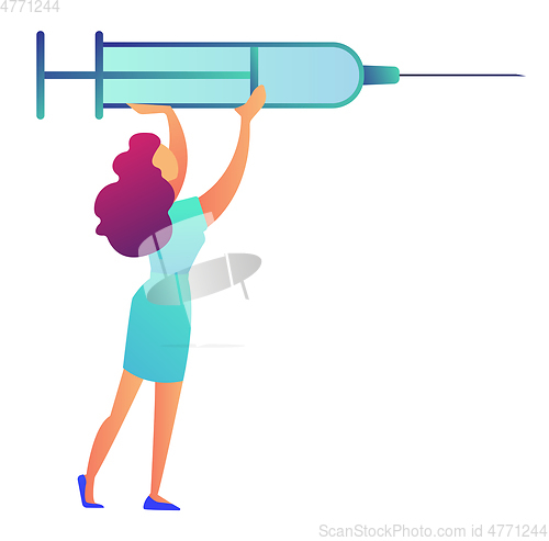 Image of Female nurse with syringe vector illustration.