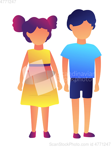 Image of Boy and girl standing together vector illustration.