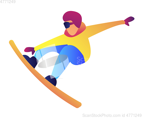 Image of Snowboarder jumping vector illustration.