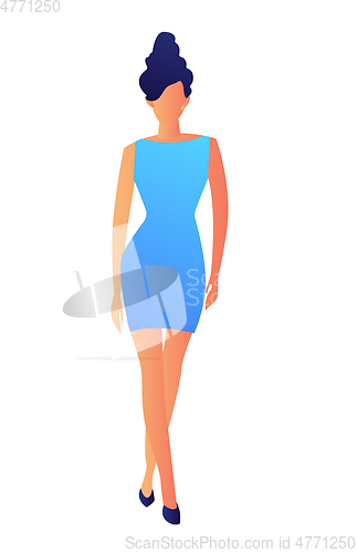 Image of Elegant fashion model in dress vector illustration.