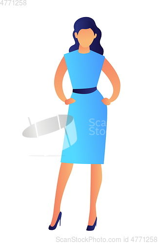 Image of Elegant fashion model in dress vector illustration.