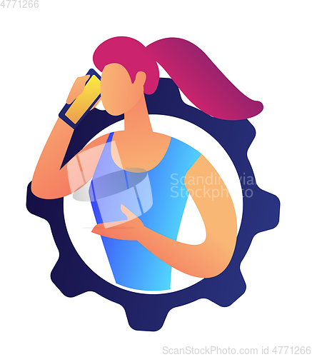 Image of Businesswoman talking on the mobile phone vector illustration.