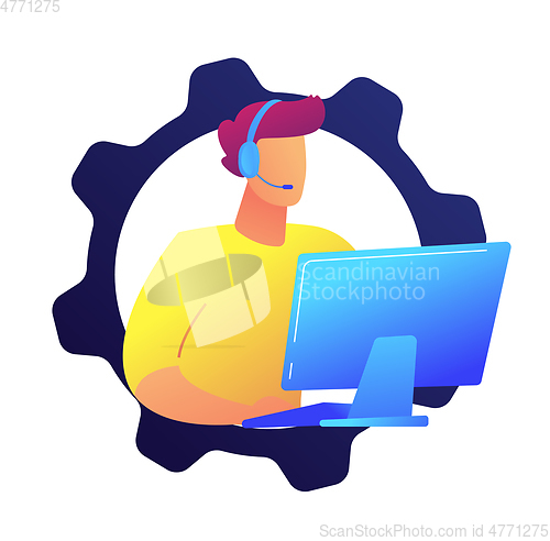 Image of Call center operator with a headset vector illustration.