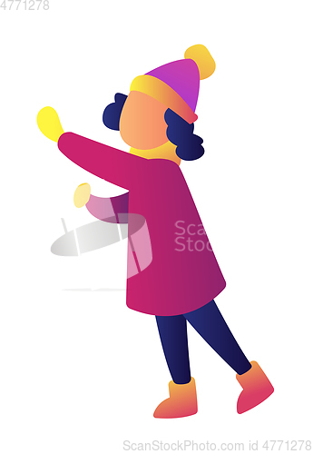 Image of Child wearing winter clothes vector illustration.