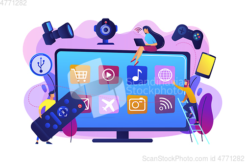 Image of Smart TV accessories concept vector illustration.