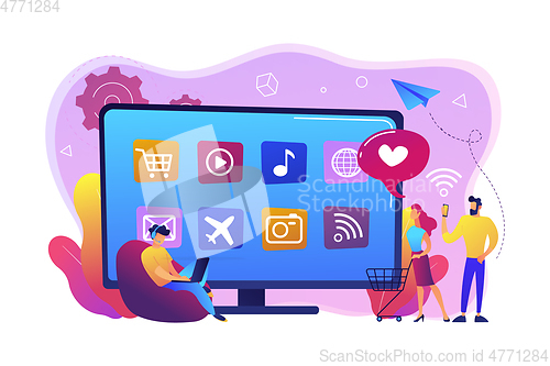 Image of Smart TV applications concept vector illustration.