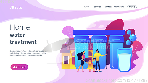 Image of Water filtering system concept landing page.