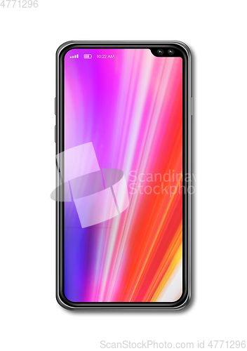 Image of All-screen colorful smartphone mockup isolated on white. 3D rend