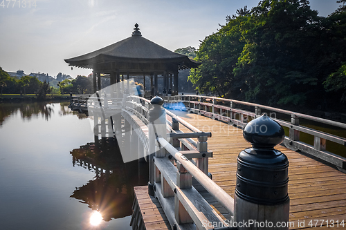 Image of Ukimido Pavillion on water in Nara park, Japan