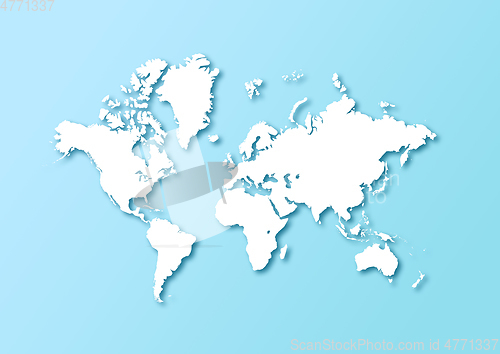 Image of Detailed world map isolated on a light blue background