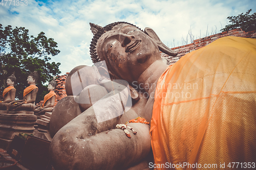Image of Reclining Buddha, Wat Phutthaisawan temple, Ayutthaya, Thailand