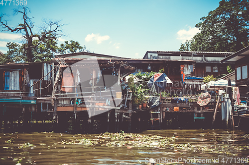 Image of Traditional houses on Khlong, Bangkok, Thailand